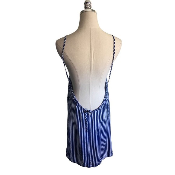 Asos Dress Women's Size 4 Blue White Striped Sleeveless Open Back strappy mini - Picture 2 of 6
